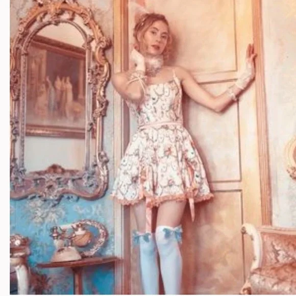 Sugar Thrillz Renaissance Butterfly Dolls Kill Lace Corset Floral Mini Dress - Picture 5 of 16